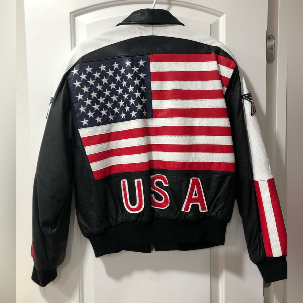 Vintage American Flag leather jacket